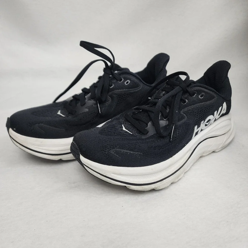 Hoka One One Clifton 10 1162031-BWHT Womens US 6.5 B Running Shoes Black Sneaker